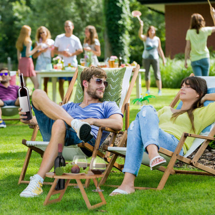 Round bamboo picnic wine table