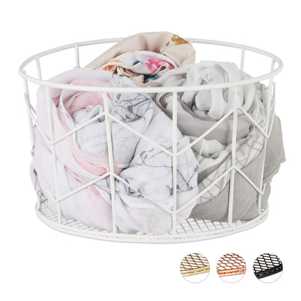 Round basket made of metal wire