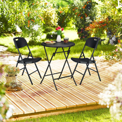 Round garden table in rattan look