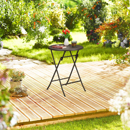 Round garden table in rattan look