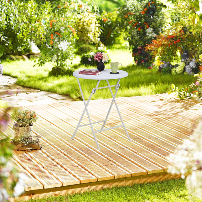 Round garden table in rattan look