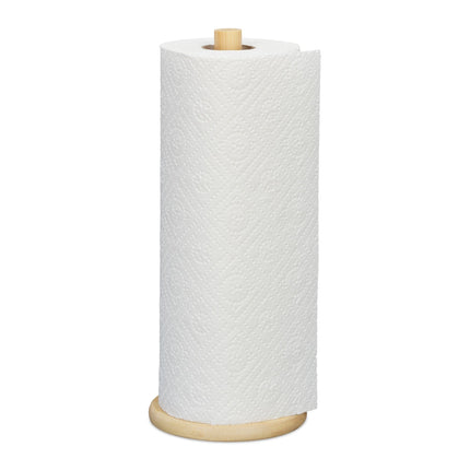 Round kitchen roll holder in bamboo