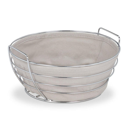 Round metal bread basket with cover