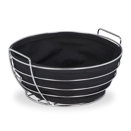 Round metal bread basket with cover