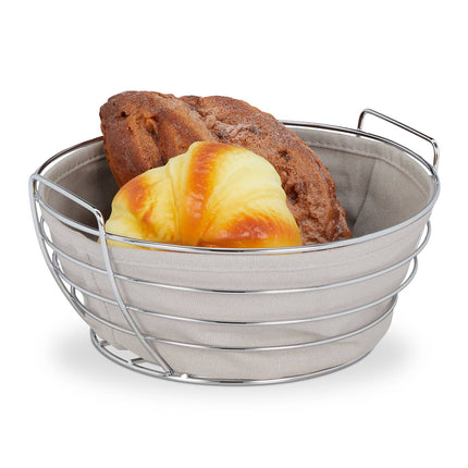 Round metal bread basket with cover