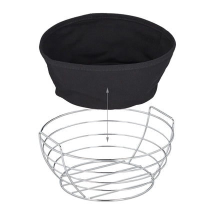 Round metal bread basket with cover