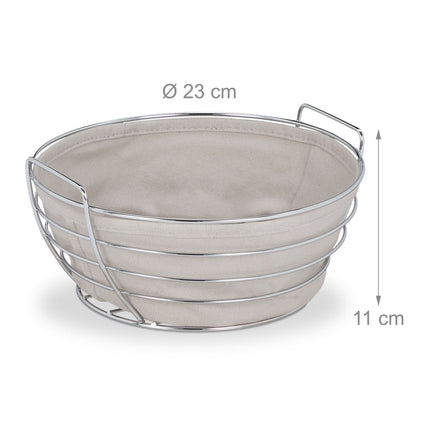 Round metal bread basket with cover