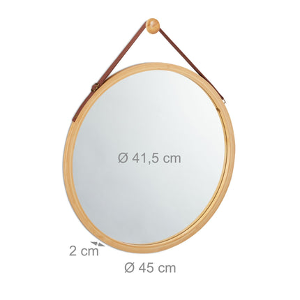 Round mirror with strap