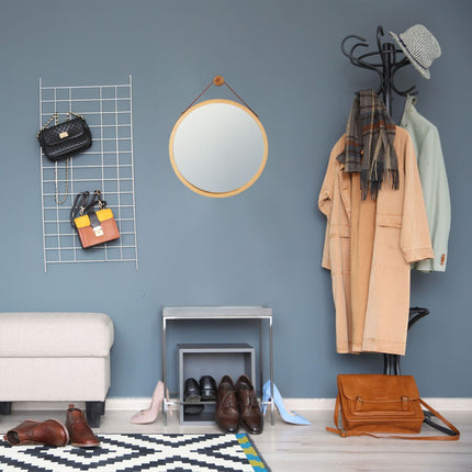 Round mirror with strap