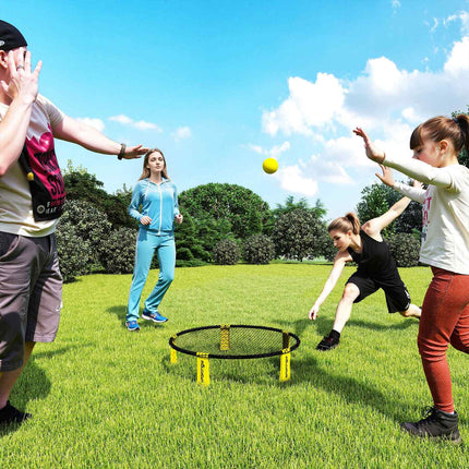 Roundnet Set Game set with play net 3 balls carrying bag ball pump spikeball set Ø92 x 20 cm yellow