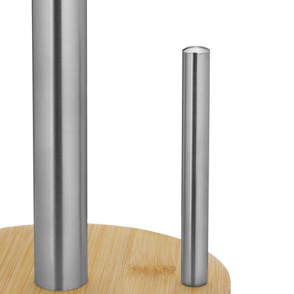 Round paper towel holder with roll stop