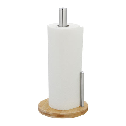 Round paper towel holder with roll stop