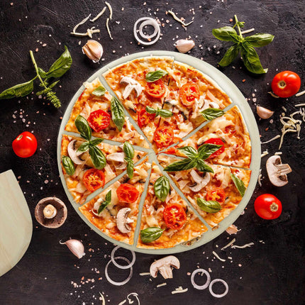Round pizza stone in a set