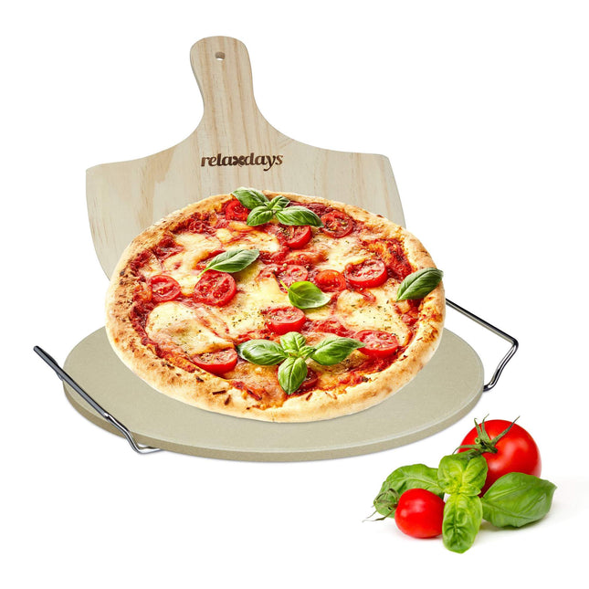 Round pizza stone in a set