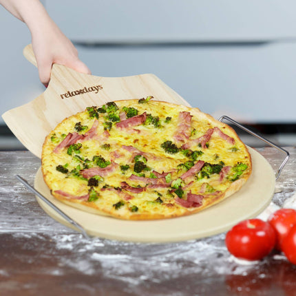 Round pizza stone in a set