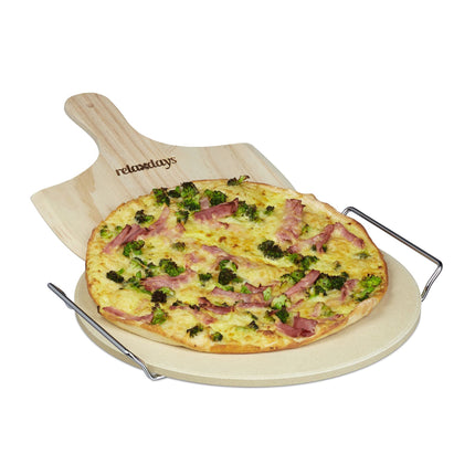 Round pizza stone in a set