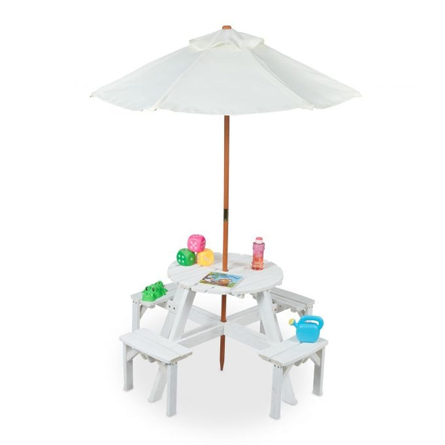 Round seating area for children Wood with parasol
