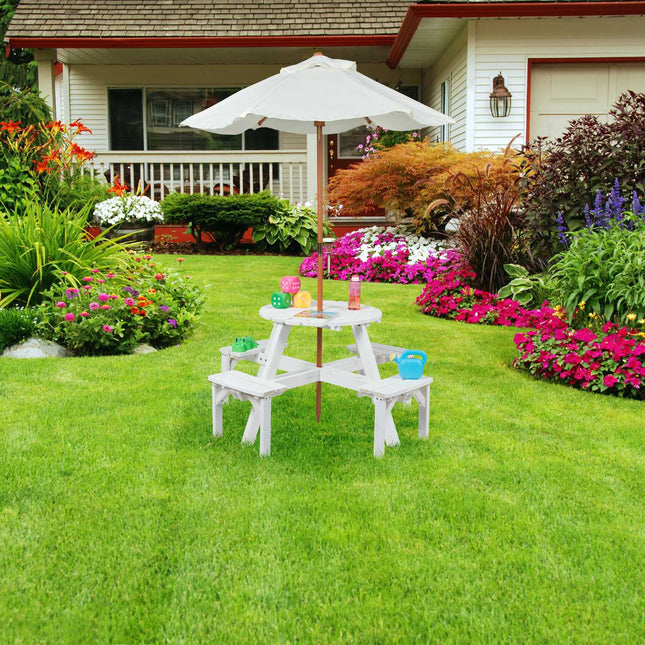 Round seating area for children Wood with parasol
