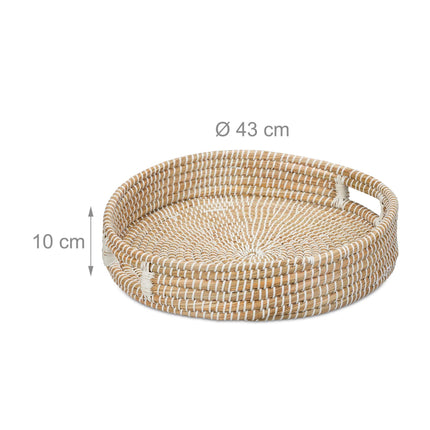Round serving tray with handle