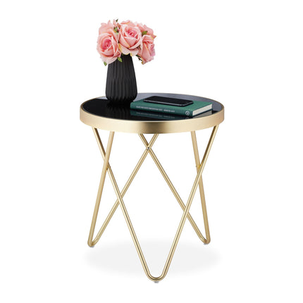 Round side table black-gold