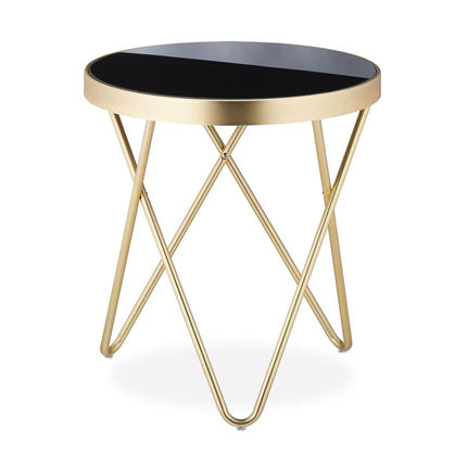 Round side table black-gold