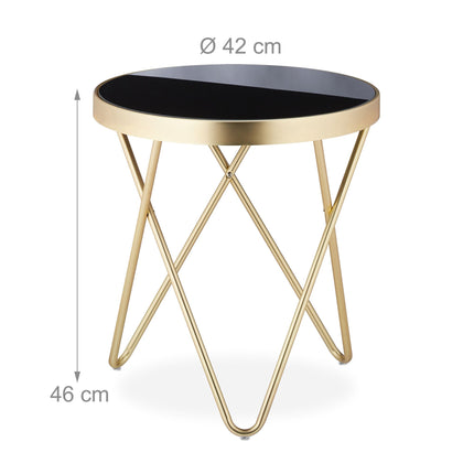 Round side table black-gold