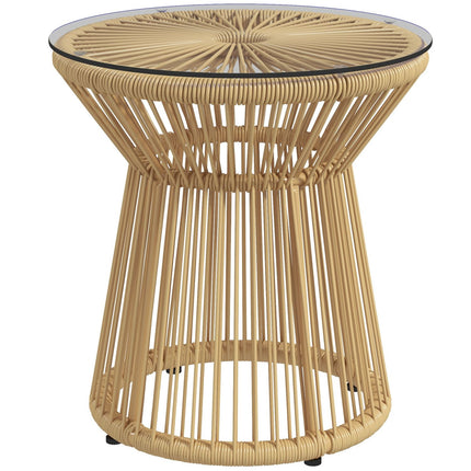 Round Patio Table - Glass Top, Metal Drum Design
