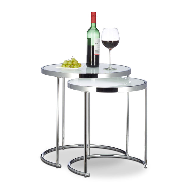 Round side table in silver