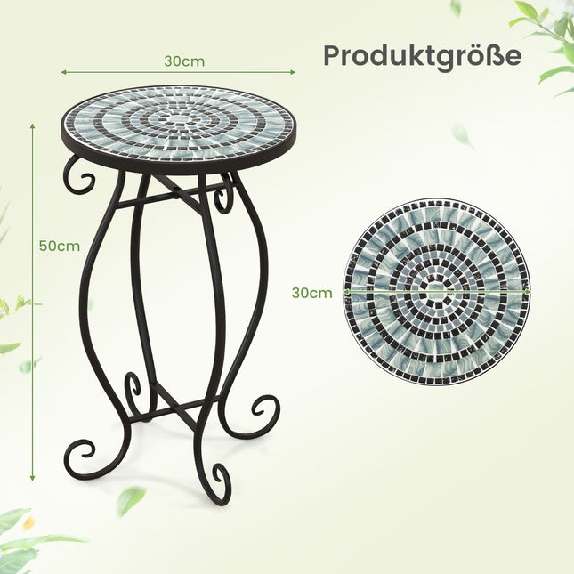 Round side table mosaic table made of metal and ceramic ∅30 x 50 cm for balcony, terrace, garden
