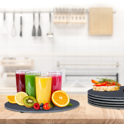 Round slate plate set of 6