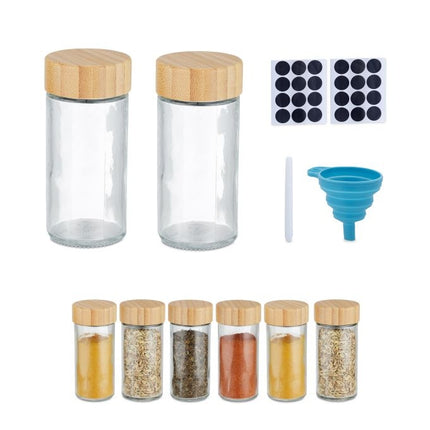 Round spice jars with bamboo lids