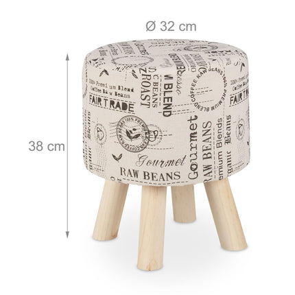 Round stool with fabric upholstery