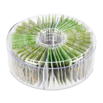 Round transparent tea box with 6 compartments