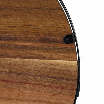 Round tray in wood and iron