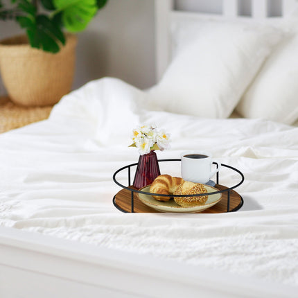 Round tray with metal edge