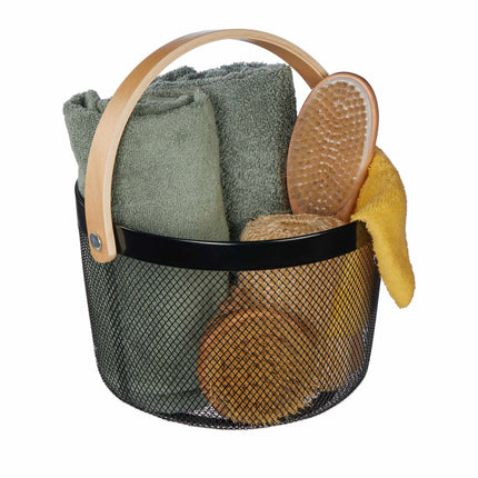 Round wire basket with handle