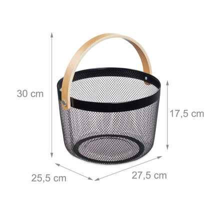 Round wire basket with handle