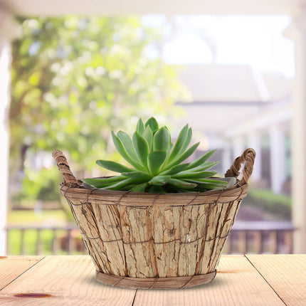 Round wooden flower pot - set of 3