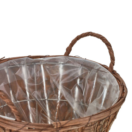 Round wooden flower pot - set of 3