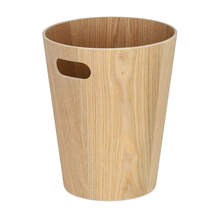 Round wooden wastebasket