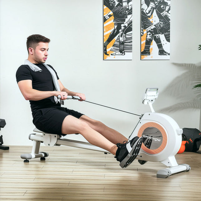 Roeitrainer voor thuis, magnetische roeitrainer met 16 weerstandsniveaus, LCD monitor, roeitrainer met telefoon/IPAD houder, voor cardiotraining, draagvermogen tot 150kg