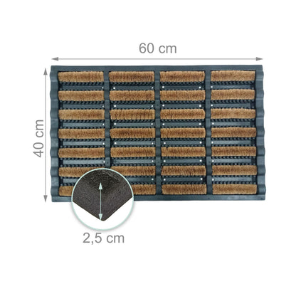 Rubber Doormat 60x40 with Coir Bristles