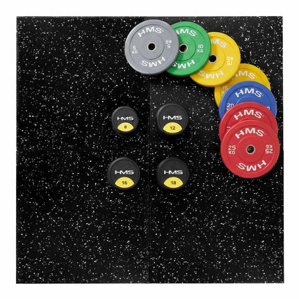 Rubber Gym Flooring, 25mm, Black/White, 1x1m Tiles