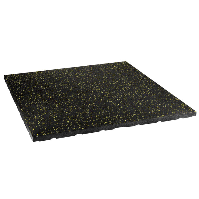 Rubber Gym Flooring, 35mm Black/Yellow, 1x1m, Shock Absorbent
