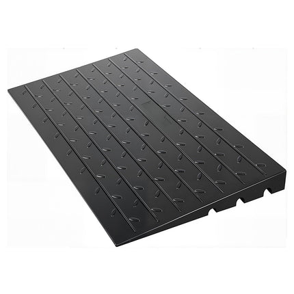 Rubber Threshold Ramp, 4 Inch Rise, 3-Channel Cable Cover