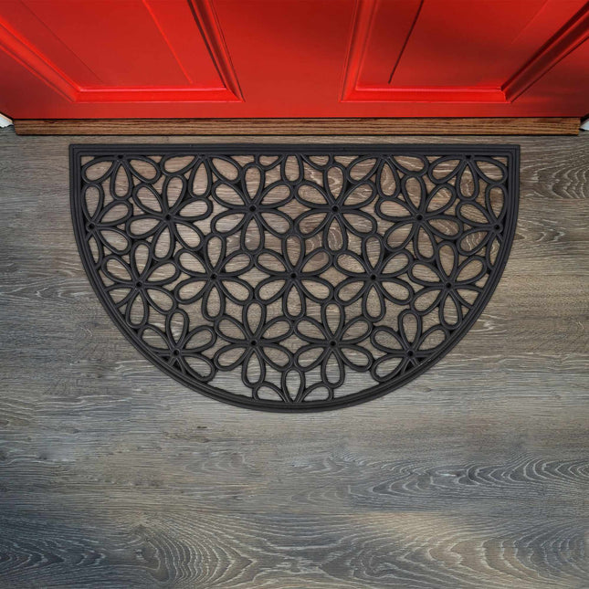 Rubber doormat with floral pattern