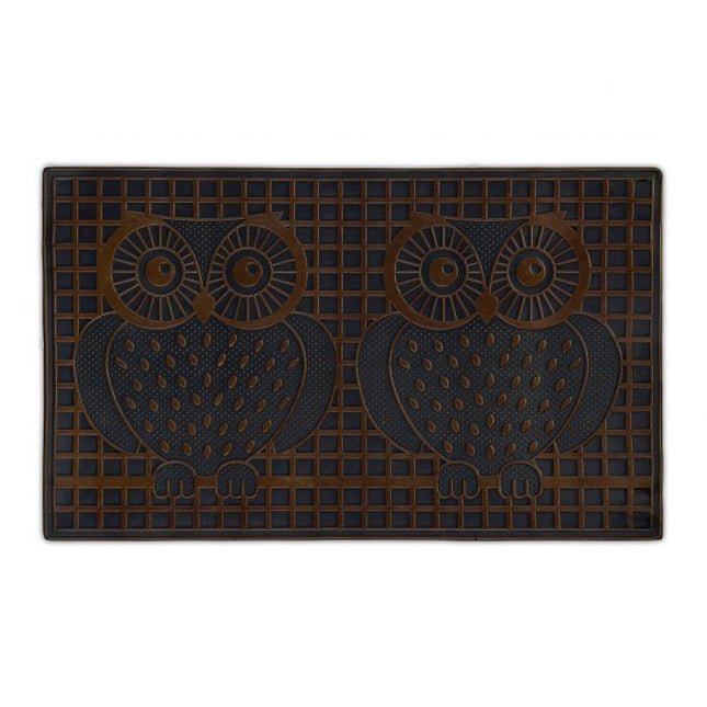 Rubber door mat with owls