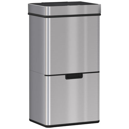 72L sensor waste bin in stainless steel, 3-compartment
