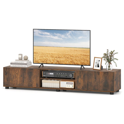 Rustic Brown TV Stand for 70" Screens with Storage Shelves