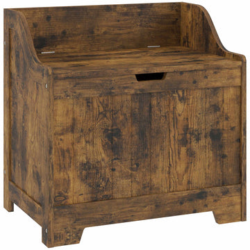 Rustic Brown Wooden Storage Chest with Safety Hinge